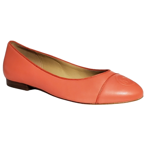 New Michael kors dylyn leather mk logo embossed ballet flats pink grapefruit - Picture 15 of 15